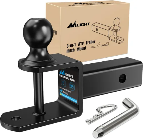 Nilight Soporte de enganche múltiple 3 en 1 ATV UTV con bola de 2 pulgadas nominal de 2000 libras, se adapta a la correa del cabrestante receptor de