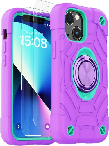 Miniatura 28 de KCJ Funda para iPhone SE 2022/2020, iPhone 8/7/6/6S, con [2×Protectores de Pantalla][Soporte de Anillo] Silicona Suave+PC Duro Protección Completa
