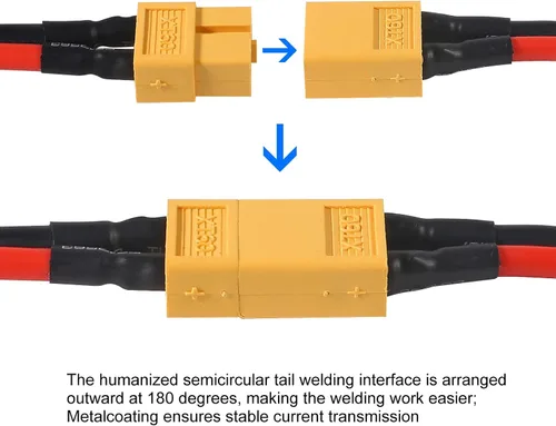 Miniatura 3 de 6 Pairs XT60 Connector 14AWG Silicon Wire Female and Male Extention Cable XT60 Plug Connector Compatible with RC Cars Boat Drone Lithium Battery