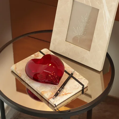 Miniatura 3 de Ca D Oro - Adorno de corazón de cristal grande – Pisapapeles de corazón rojo soplado a mano, regalo decorativo de corazón de cristal rojo, elegante
