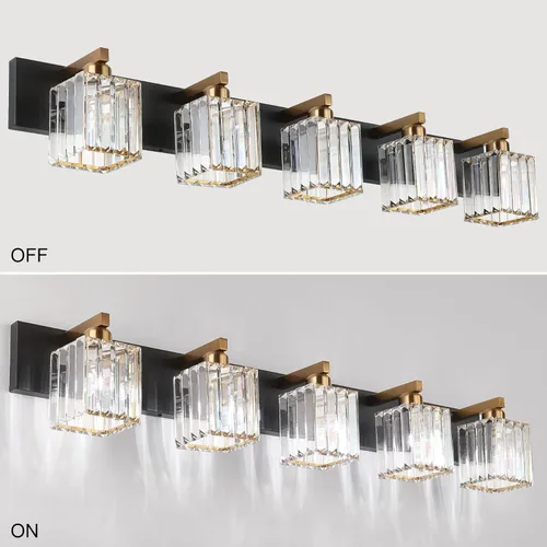 Miniatura 2 de Aipsun Lámpara de Tocador Moderna para Baño Accesorios de Iluminación 5 Luces Lámpara de Tocador de Baño de Cristal (Excluye Bombilla)