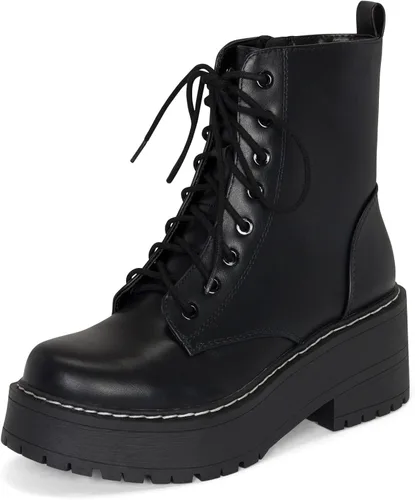 Miniatura 2 de Chariot & Co Pure- Botas de tobillo de moda con suela gruesa para mujer, con cordones y cremallera lateral