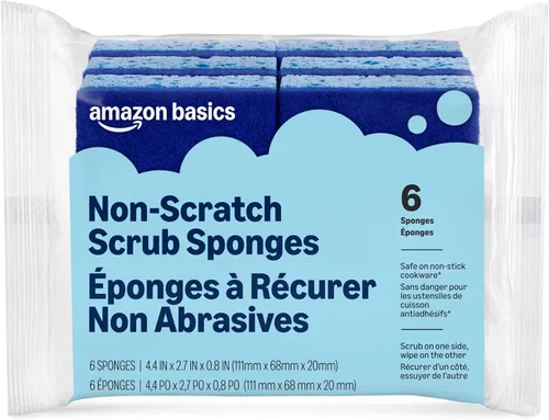 Miniatura 8 de Amazon Basics Esponjas de doble cara resistentes, reutilizables, 4.4 x 2.7 x 0.8 pulgadas, amarillo/verde, paquete de 6