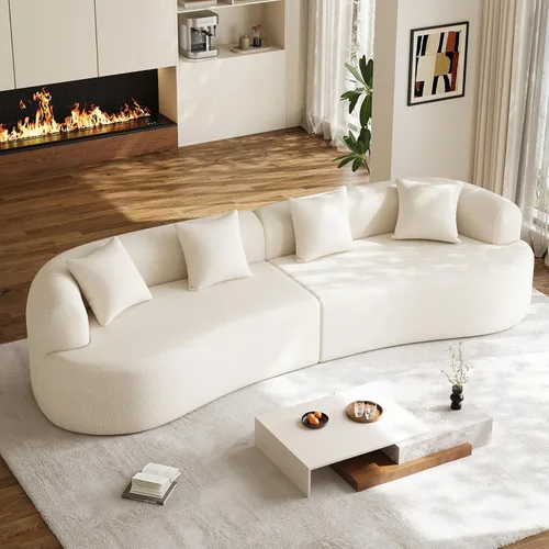 Miniatura 17 de Sofá modular de gran tamaño de 131 pulgadas para sala de estar, moderno sofá de lujo de felpilla de 4 plazas extra profundo y ancho, con 4 cojines