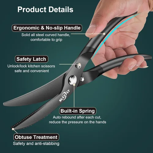 Miniatura 4 de SUCCFLY Kit de herramientas de cocina de alta calidad, tijeras de cocina resistentes + pelador de frutas y verduras en forma de Y, diseño ergonómico
