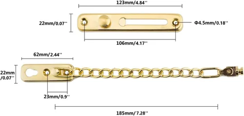 Miniatura 2 de Cerradura de puerta de cadena de acero inoxidable, resistente al interior, cerradura de puerta sin llave, añade seguridad adicional con resorte