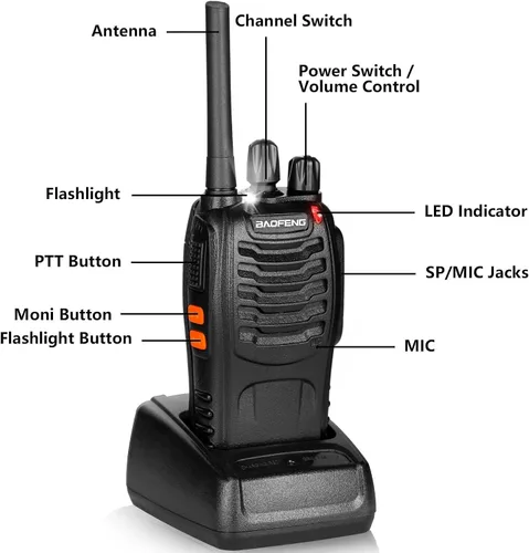 Miniatura 7 de BAOFENG Radio BF-88A Walkie Talkies Long Range for Adults with 20PCS Batteries, Earpieces with Mic, Flashlight, VOX, Portable FRS Two Way Radios for
