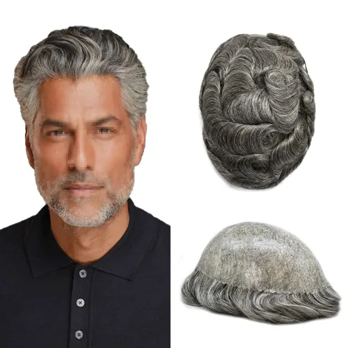 Miniatura 97 de Toupee - Cabello humano para hombre, 64 colores, transparente, piezas de pelo de piel de polietileno para hombres, sistema de reemplazo de cabello