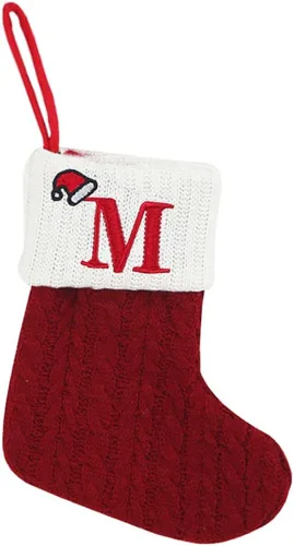 Miniatura 16 de Threetols Medias de Navidad con inicial, letra pequeña bordada de punto, medias de Navidad rojas y blancas, letras de monograma, para colgar, medias