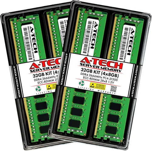 Miniatura 29 de A-Tech 4GB DDR4 2133MHz PC4-17000 ECC RDIMM 1Rx8 Single Rank 1.2V ECC Registered DIMM de 288 pines Módulo de actualización de memoria RAM