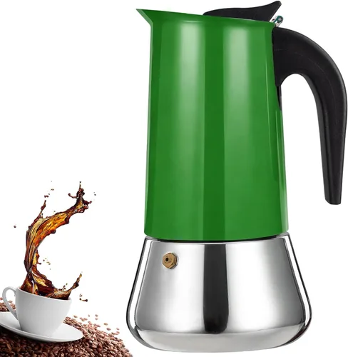Miniatura 17 de olla de 6 tazas para preparar espresso en la estufa, cafetera moka de acero inoxidable, percolador para estufa, cafetera italiana, capaz de preparar