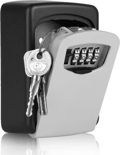 Miniatura 9 de Flexzion Caja de bloqueo de llaves – Caja de seguridad portátil para llaves al aire libre – Caja de bloqueo de combinación de código de 4 dígitos