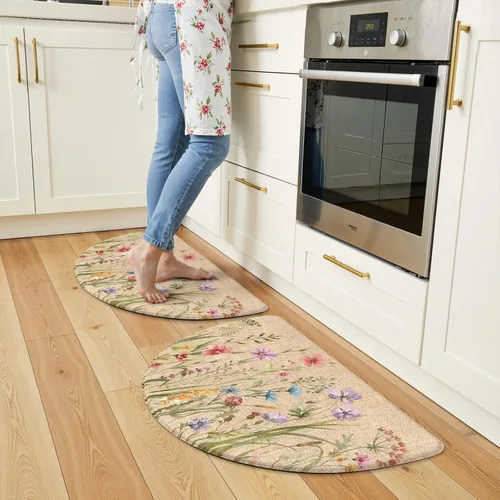Miniatura 14 de KIMODE Tapete antifatiga para suelo de cocina, semicírculo de 18 x 28 pulgadas, de espuma viscoelástica, acolchado, antideslizante, tapetes cómodos