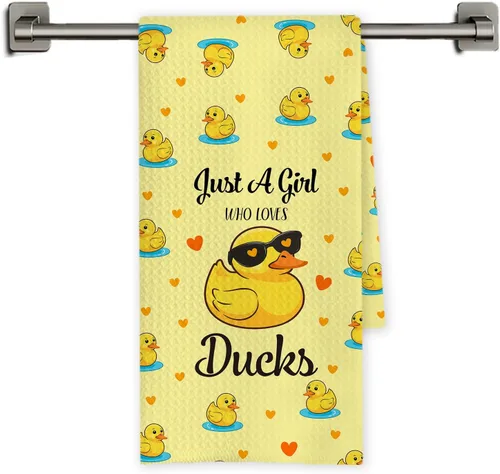 Miniatura 14 de Chicimln - Divertidas toallas de mano de goma para baño, estilo bohemio, para bañera, pato amarillo, toallas de mano decorativas para niños y niñas