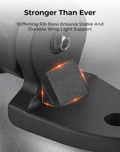 Miniatura 3 de KEMIMOTO UTV Soporte de montaje para luz de bandera de montaje en látigo, 1 unidad, resistente ajustable para jaula de barra enrollable de 1.75 a 2