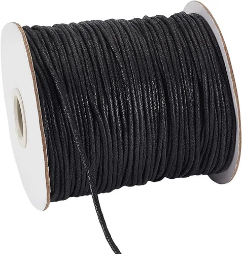 Miniatura 8 de PH PandaHall Cordón de algodón encerado de 100 yardas de 0.059 pulgadas (0.059 in), hilo encerado negro, cuerda de cuentas para pulseras, collares