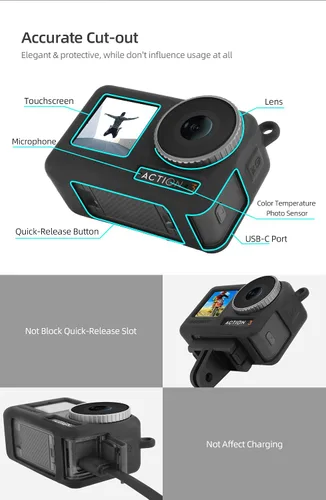 Miniatura 4 de Funda protectora de silicona para cámara DJI OSMO Action 4/Action 3, portátil a prueba de caídas OSMO Action 4/3, funda protectora de accesorios