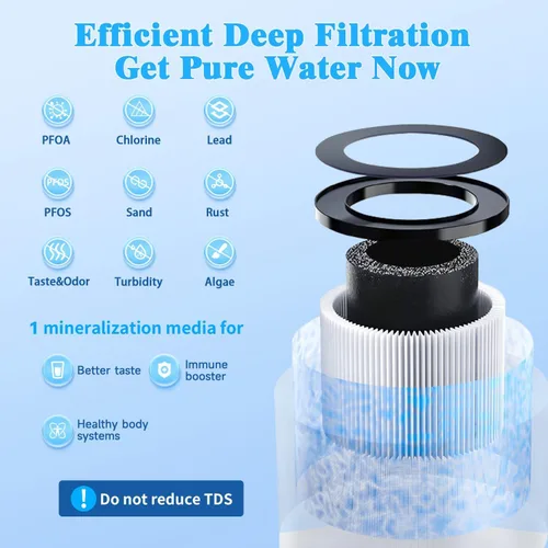 Miniatura 3 de Vortopt Q1 - Sistema de filtro de agua para debajo del fregadero, reduce el cloro, el plomo, el mal sabor y el olor, filtro de agua para debajo
