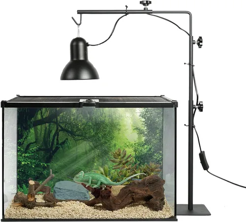 BETAZOOER Soporte de Lámpara de Reptil Ajustable Soporte de Luz de Piso de 15-31 Pulgadas Soporte de Lámpara Colgante de Metal para Terrario de