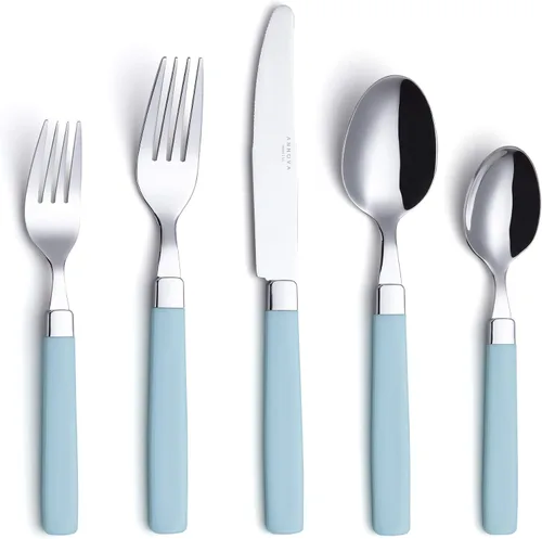 Miniatura 12 de ANNOVA Juego de cubiertos coloridos de acero inoxidable, utensilios de cocina, incluye cuchillos, tenedores, cucharas, tenedores de ensalada y Azul