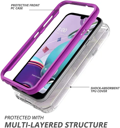 Miniatura 4 de Jeylly Funda para LG K31 con protector de pantalla, LG Aristo/Aristo5+/Phoenix 5/K8X/K300, funda protectora híbrida de goma de silicona suave