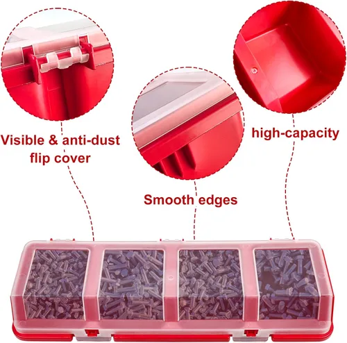Miniatura 3 de 6 Piezas Organizadores de Tornillos Contenedores de Almacenamiento con Tapas, Caja Organizadora de Ferretería Apilable de Plástico para Clavos