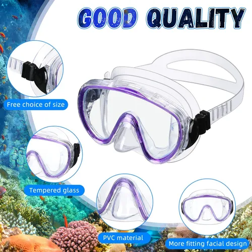 Miniatura 3 de 4 Pcs Adult Swim Goggles Swimming Goggles with 4 Pair Earplugs Anti Fog Snorkel Mask Clear View Tempered Glass Scuba Mask Waterproof Diving Mask