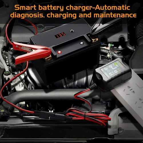 Miniatura 7 de Cargador de batería automático de 6V 12V 1.5A, cargador de goteo adecuado para baterías de plomo-ácido AGM Gel SLA VRLA de celda húmeda