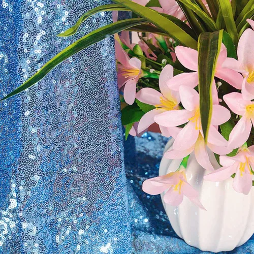 Miniatura 14 de DUOBAO Tela de lentejuelas de The Yard Tela brillante Tela azul para coser Material de secuencia Tela de Sirenita Tela de lentejuelas Tela