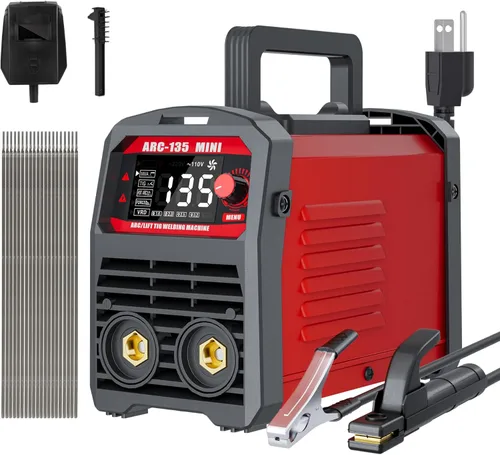 Soldador de palo, máquina de soldadura portátil ARC 135 110V, máquina de soldadura TIG de palo/elevación 2 en 1 con pantalla LED grande, inversor