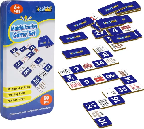 Miniatura 10 de Kasfalci Juego de dominó adicional, juegos de matemáticas para niños, manipuladores de matemáticas, juguetes de conteo, juegos de aprendizaje