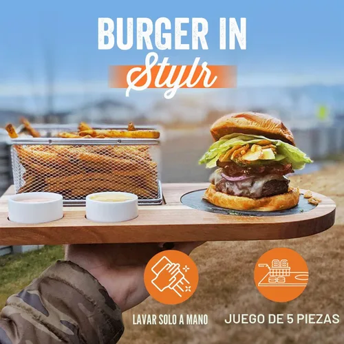 Miniatura 3 de Yukon Glory™ Juego de Servir Hamburguesas, Perfecto para Amantes de la Comida, Amantes de las Hamburguesas y Paisajes de Mesa, Incluye Tablero
