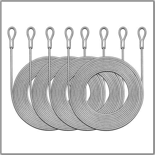 Cuerda de alambre, 48 pies (12 pies x 4) recubierta de vinilo de acero inoxidable para instalación al aire libre, línea de ropa, cable para colgar