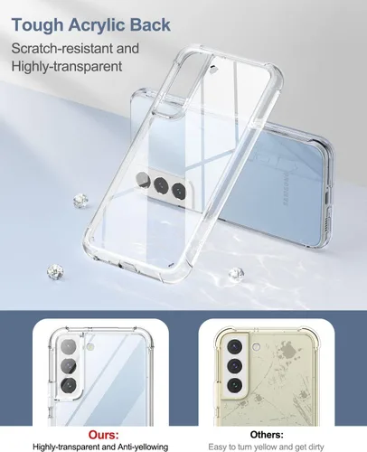 Miniatura 4 de SURITCH Funda transparente para Samsung Galaxy S22 de 6.1 pulgadas (solamente), [protector de pantalla integrado] carcasa rígida protectora
