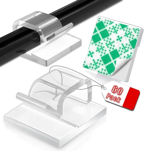 Miniatura 11 de Latoxcaa 120 clips adhesivos resistentes para cables, organizador de cables transparente sin rastro y soportes de cables para pared, escritorio
