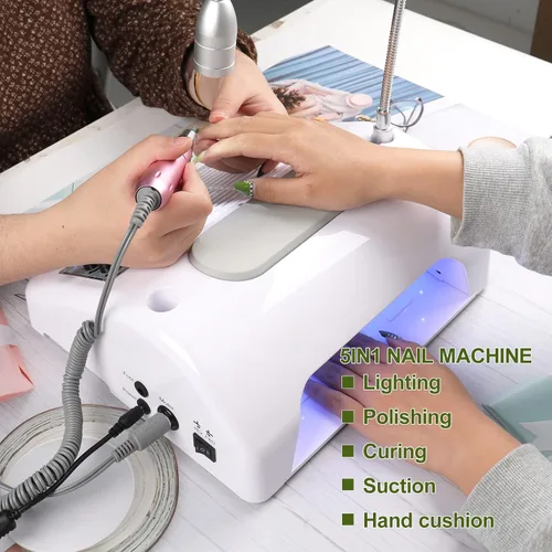 Miniatura 7 de Colector de polvo de uñas 5 en 1, máquina profesional de taladro eléctrico de uñas de 30000 rpm, lámpara de uñas LED UV para manicura en salón
