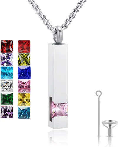 Miniatura 15 de YOUFENG collar con urna para cenizas, cubos de piedras natales, urna para cenizas humanas, collar de urna de cremación, relicario, recuerdo
