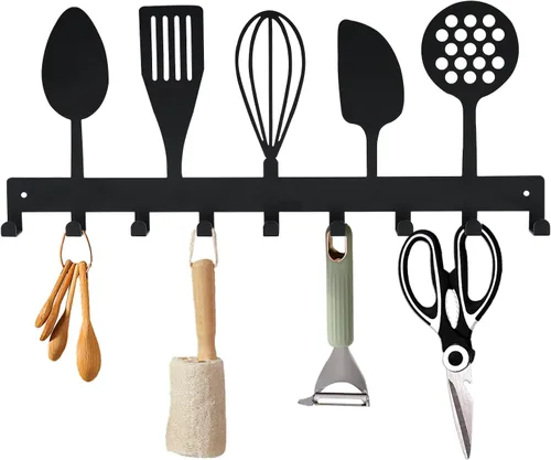 Miniatura 10 de Soporte de Llaves de Metal, Ganchos de Llaves Montados en la Pared, Soporte de Llaves para Pared, Organizador de Llaves con 7 Ganchos, Soporte