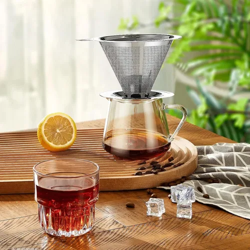 Miniatura 7 de Gotero de Café Pour Over, Filtro de Café Sin Papel de Goteo Lento, Cafetera Pour Over para Preparar 1-2 Tazas, Diseño de Doble Malla de Filtro