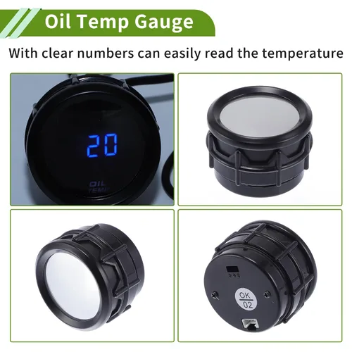 Miniatura 6 de Medidor de temperatura de aceite Kit medidor de temperatura negro medidor de temperatura del motor 2 "2.047 in universal azul 122.0 °F-302.0 °F