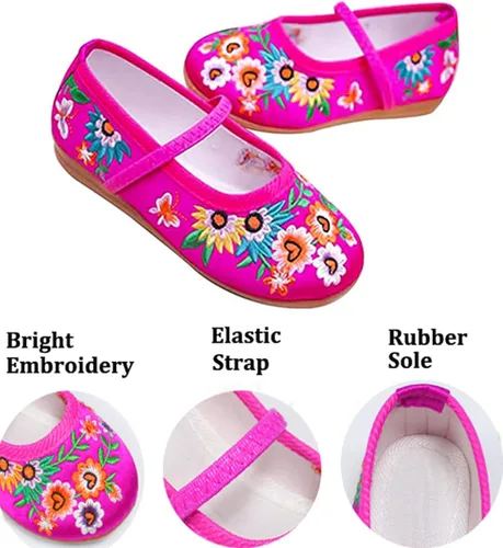 Miniatura 2 de IDOTTA Encanto - Zapatos de Mirabel para niñas, Isabela Madrigal, cosplay, bordados, zapatos planos Mary-Jane