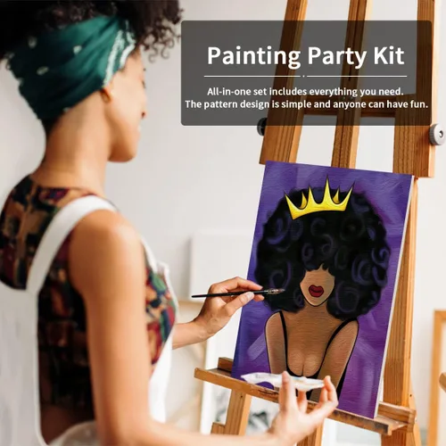 Miniatura 3 de VOCHIC Kit de pintura en lienzo predibujado para pintar para adultos, kits de fiesta, pintura y sorbos, suministros de fiesta de 8 x 10 pulgadas