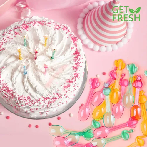 Miniatura 5 de GET FRESH Mini cucharas de helado de plástico – 27 piezas reutilizables coloridas pequeñas cucharas de plástico para niños – Mini cucharas