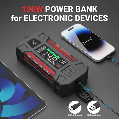 Miniatura 6 de LOKITHOR J401X Arrancador de Batería, tecnología de calentamiento automático de -40 °F, arrancador portátil de batería de 2500 A 12 V, paquete