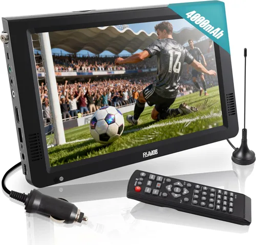 Televisión portátil de 10 pulgadas, televisión pequeña con antena, TV a batería con entrada USB/SD/HDMI, sintonizador ATSC digital integrado para