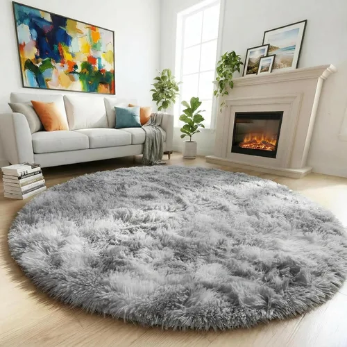 Miniatura 57 de Amdrebio Alfombra Redonda Azul Marino Oscuro de 4 Pies para Habitación de Niños Dormitorio, Alfombras de Área Circulares de Felpa Shag Esponjosa