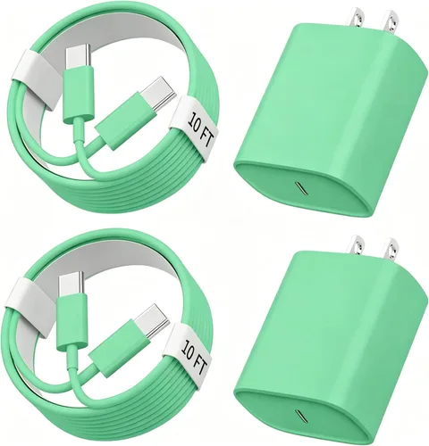 Miniatura 15 de Cargador de teléfono 17 16 15 de carga rápida, cable de carga USB C de 10 pies de largo con bloque de carga rápida de teléfono tipo C de 20 W