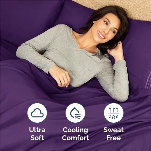 Miniatura 4 de Juego de sábanas de 5 piezas tamaño King dividido, cómodo, transpirable y refrescante, ropa de cama de lujo de hotel para mujeres, hombres, niños