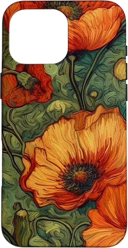Miniatura 19 de iPhone 16 Floral Van Gogh Style Poppy Flower Case