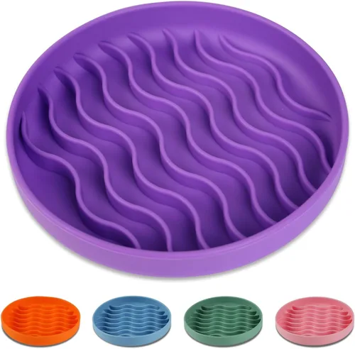 Miniatura 8 de Tazones de alimentación lenta para perros, tazón de silicona antigolpe, comedero lento para mascotas y cachorros con ventosas, apto para Naranja